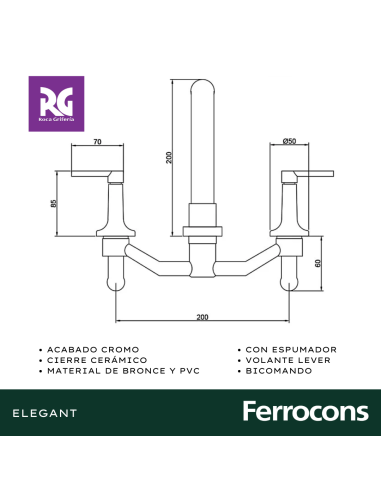 ROCA ELEGANT CC LAVATORIO PARED CR