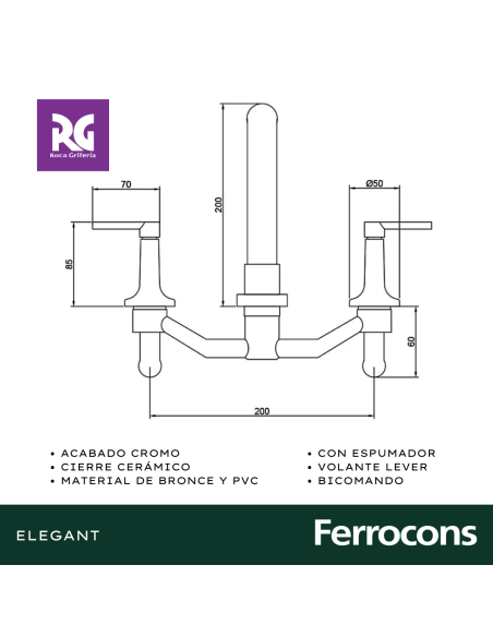 ROCA ELEGANT CC LAVATORIO PARED CR