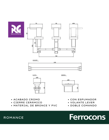 ROCA ROMANCE LEVER BIDET CTRANSF CR