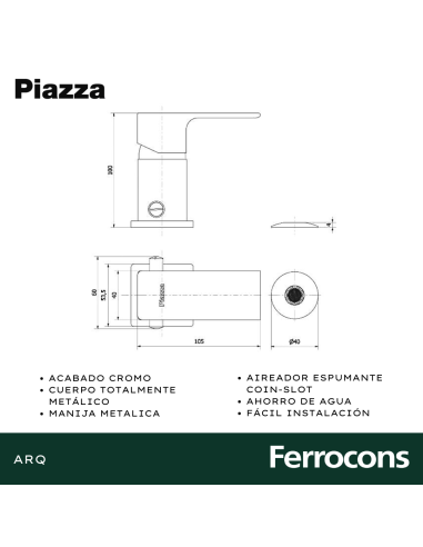 PIAZZA ARQ MONC BIDET C/TRANF COD 10404
