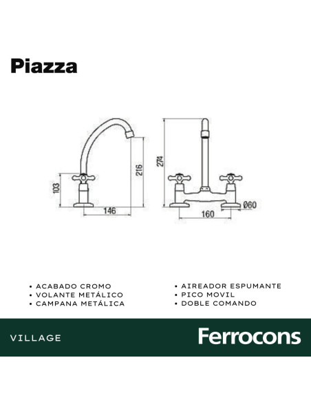 PIAZZA VILLAGE COCINA MESADA VNA CR - 31.410