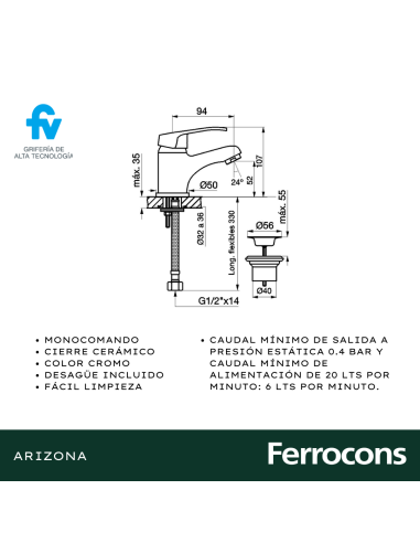 FV 181B1 ARIZONA MONOC LAVATORIO