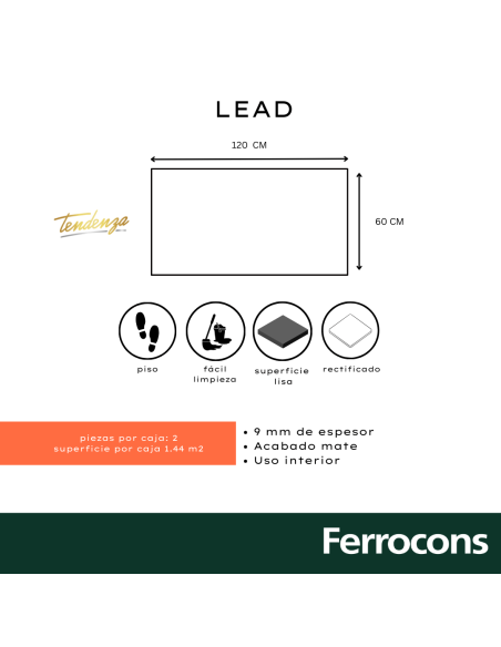 TENDENZA LEAD NAT 60X120 PORCELANI REC