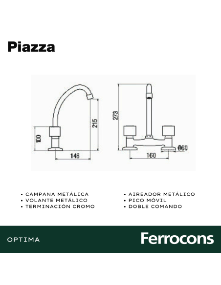 PIAZZA OPTIMA COCINA MESADA VNA CR - 31210