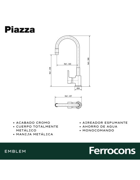 PIAZZA EMBLEM COCMESADA CMANG NARANJA 10016NA