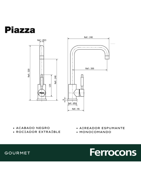 PIAZZA GOURMET 10303NE COCINA MESADA NEGRO MATE