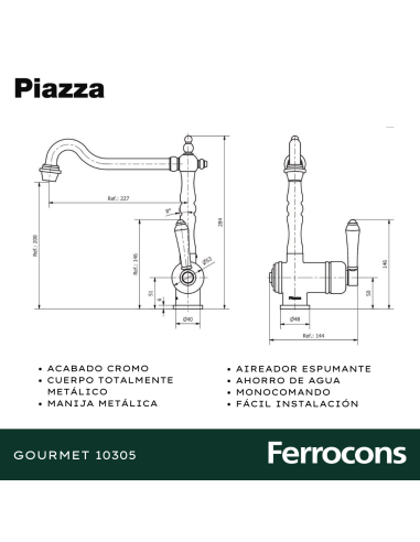 MONOCOMANDO GOURMET 10305  MESADA COCINA CR