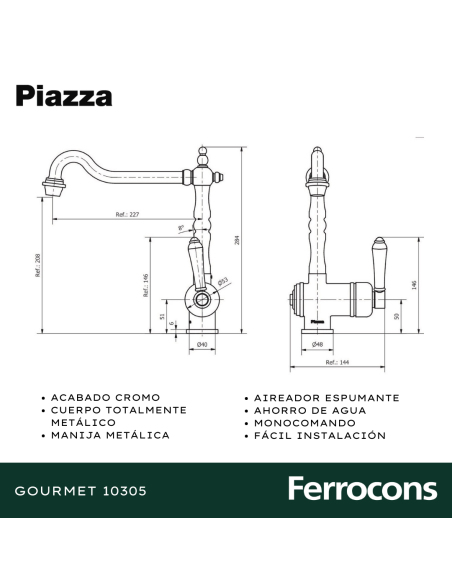 MONOCOMANDO GOURMET 10305  MESADA COCINA CR