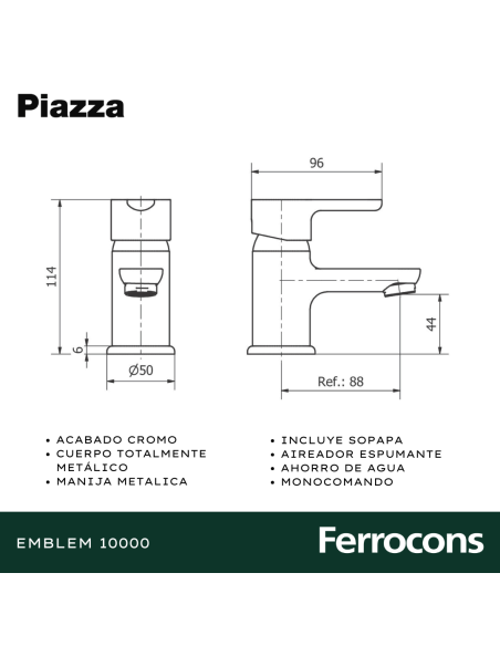 PIAZZA YVON EMBLEM MONOC LAVATORIO CR - 10000