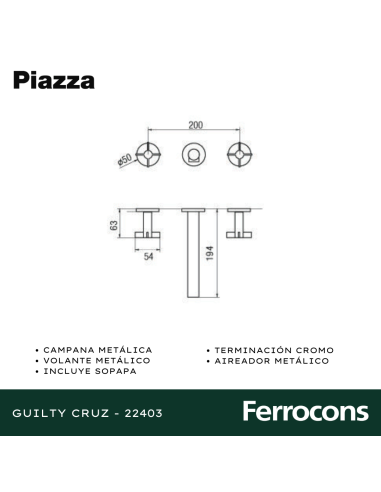 PIAZZA GUILTY CRUZ LAVATORIO PARED CR - 22403