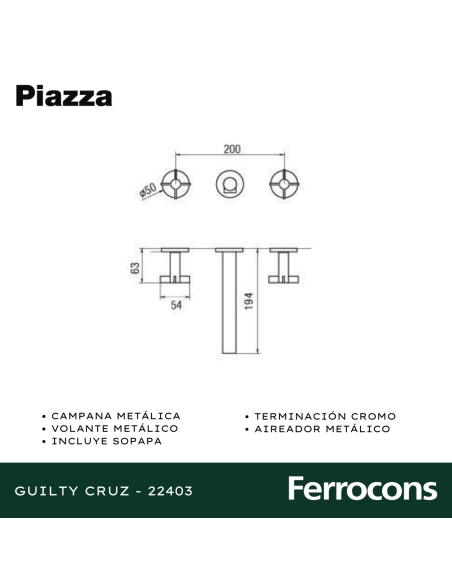 PIAZZA GUILTY CRUZ LAVATORIO PARED CR - 22403