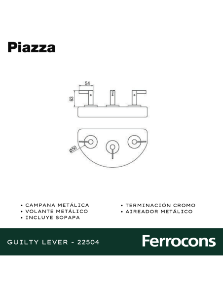 PIAZZA GUILTY LEVER BIDET CR - 22504