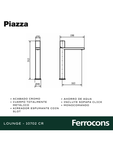 PIAZZA LAVATORIO ALTO  LOUNGE MONCOM CR  10702