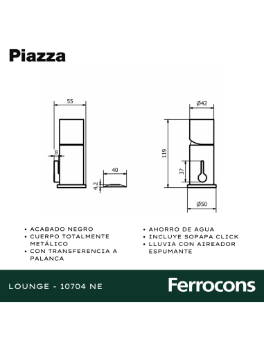 PIAZZA LOUNGE MONOC  BIDET CTRANSF  NEGRO 10704NE
