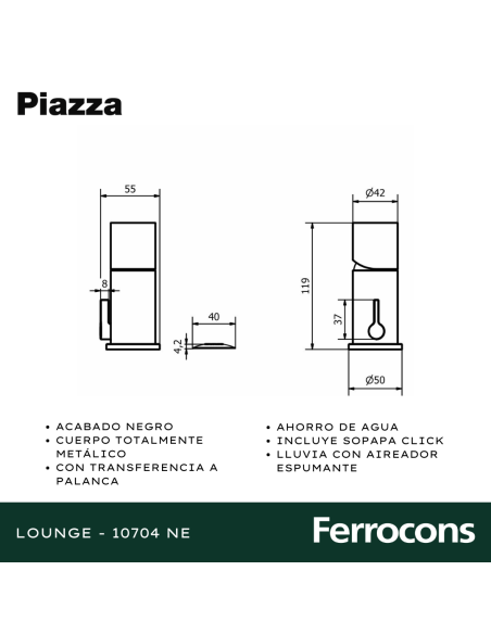 PIAZZA LOUNGE MONOC  BIDET CTRANSF  NEGRO 10704NE