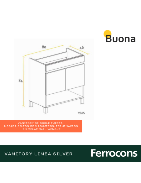 BUONA MUEBLE SILVER 80  WENGE C MES SILTON 3 AG