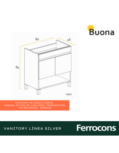 BUONA MUEBLE  SILVER 80  WENGE C MES SILTON 1 AG