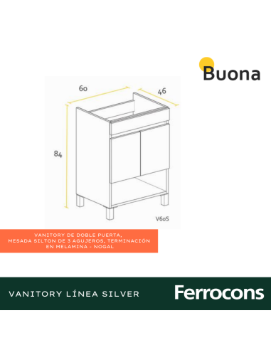 BUONA MUEBLE SILVER 60 NOGAL C MES SILTON 3 AG