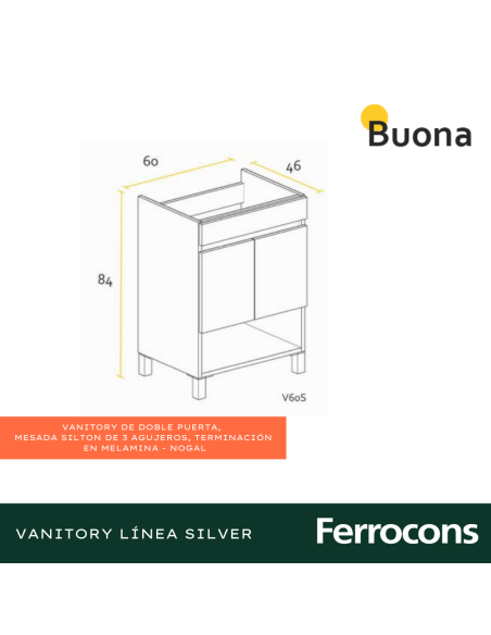 BUONA MUEBLE SILVER 60 NOGAL C MES SILTON 3 AG