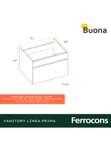 BUONA MUEBLE COLG 60 PRIMA BCO BRILL CMES SIL 3 A