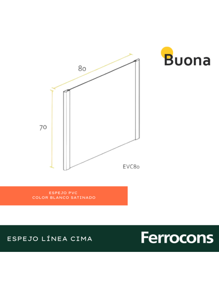 BUONA ESPEJO VC 80X70 PVC BCO SA