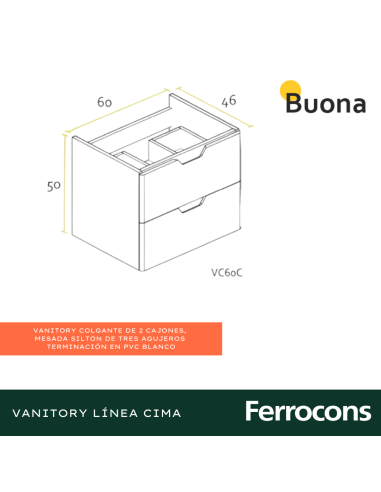 BUONA MUEBLE  60 CIMA PVC  BCO  CMES SIL 3AG