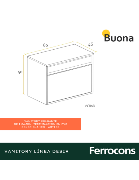 BUONA MUEBLE COLG 80 DESIR BCO PVC ART PBACHA AP