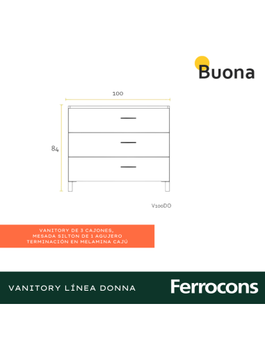 BUONA MUEBLE 100 DONNA CAJU CMES SIL 1AG