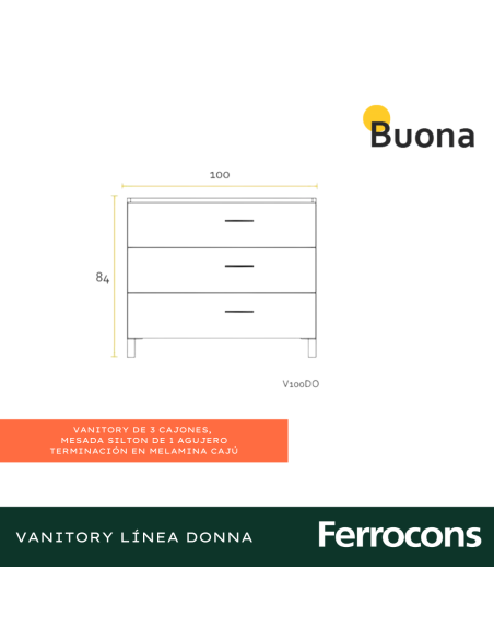 BUONA MUEBLE 100 DONNA CAJU CMES SIL 1AG