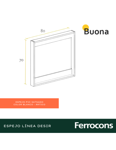 BUONA ESPEJO MARCO 80 BLANCO PVC ARTICO