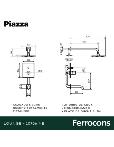 PIAZZA LOUNGE MONOC BANERA CTRANSF  NEGRO 10706NE