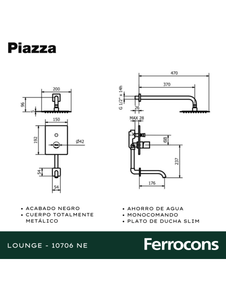PIAZZA LOUNGE MONOC BANERA CTRANSF  NEGRO 10706NE