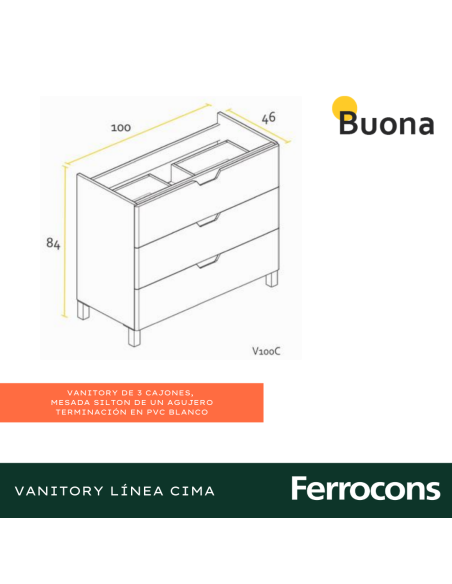 BUONA MUEBLE 100 CIMA PVC BLANCO CMES SILTON 1 AG