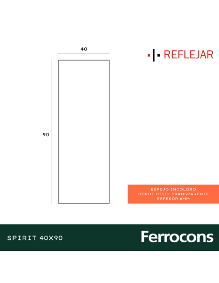 -B-ESPEJO REFLEJAR SPIRIT VERHOR 40X90 ESP18.08