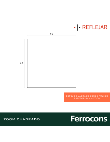 ESPEJO REFLEJAR ESP1409 ZOOM CUADRADO 60X60