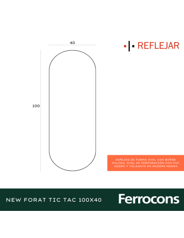 ESPEJO REFLEJAR N FOART TIC TAC 100X40 CPERCHA