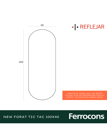 ESPEJO REFLEJAR N FOART TIC TAC 100X40 CPERCHA