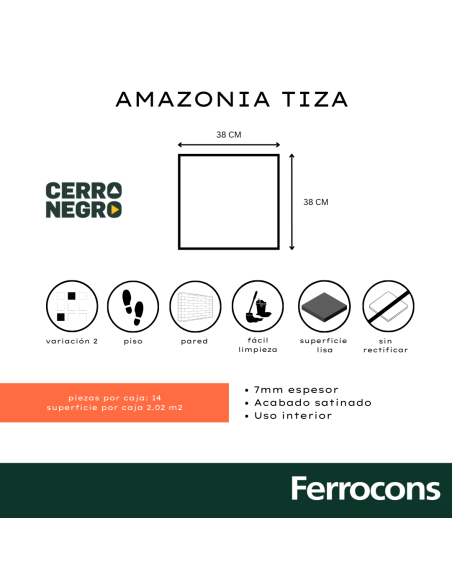 SEGUNDA CERRO NEGRO AMAZONIA TIZA 38X38