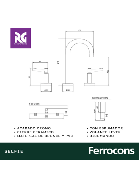 ROCA SELFIE LEVER LAVATORIO 90Â° CC CR