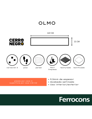 CCN TABLA OLMO NAT 21X122 PORC REC