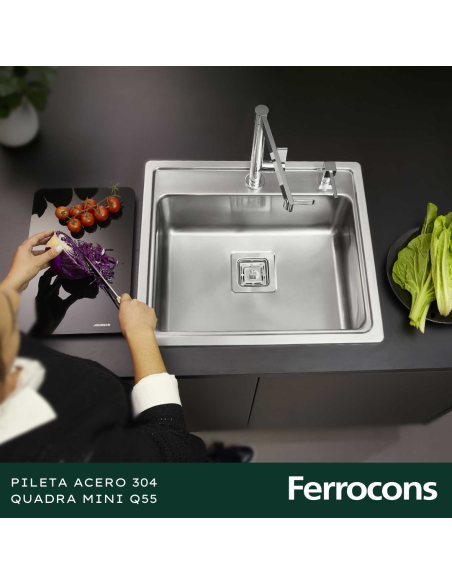 PILETA ACERO 304 QUADRA MINI Q55 CANIT REBAL