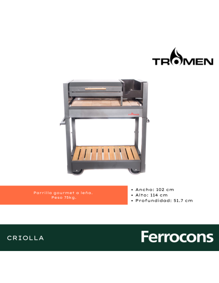 TROMEN PRF - PARRILLA A LEÑA CRIOLLA 102X51