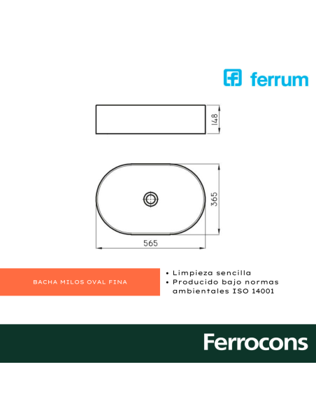 FERRUM BACHA MILOS LK385 B OVAL 560X370