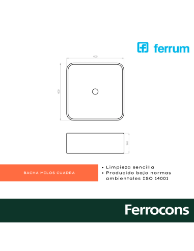 FERRUM BACHA MILOS LK394 B CUADRA 400X400