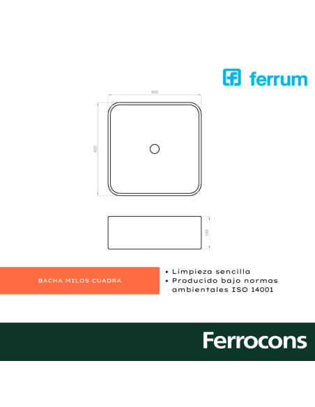 FERRUM BACHA MILOS LK394 B CUADRA 400X400