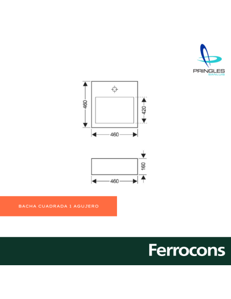 PRINGLES BACHA APOYO CUADRADA 1AG CDES 46X46X15