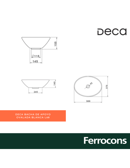 BACHA  DECA L6817 B OVAL  500X370X155