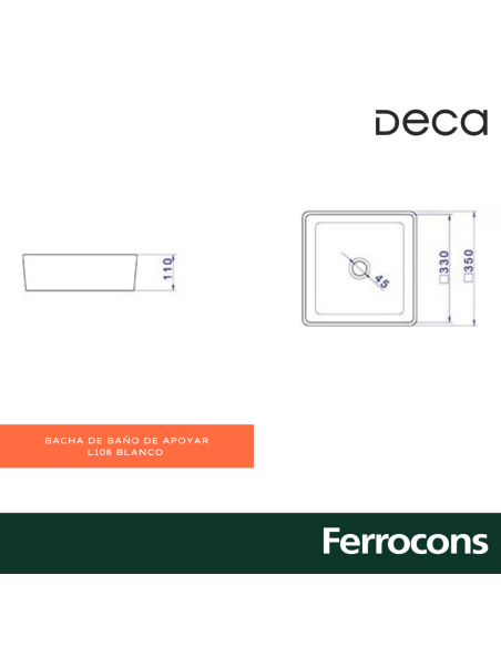 BACHA DECA L10817 B 350X350X110