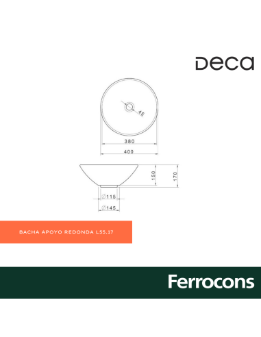 BACHA DECA L5517 B CIRCCONIC 400X150