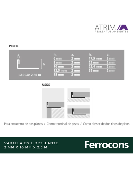 ATRIM 1450 ACINOXVARILLA L 10MMX250M
